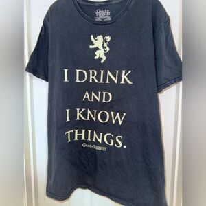 Game of Thrones Tyrion Lannister Quote T-Shirt – "I Drink and I Know Things" XL